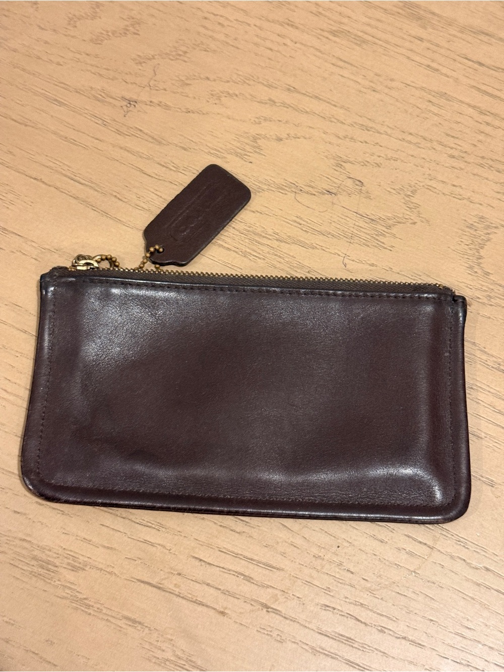 Coach Brown Leather Wristlet Clutch with Gold Hardware - Picture 3 of 7